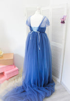 Staubblaues Umstandsfotokleid SY010