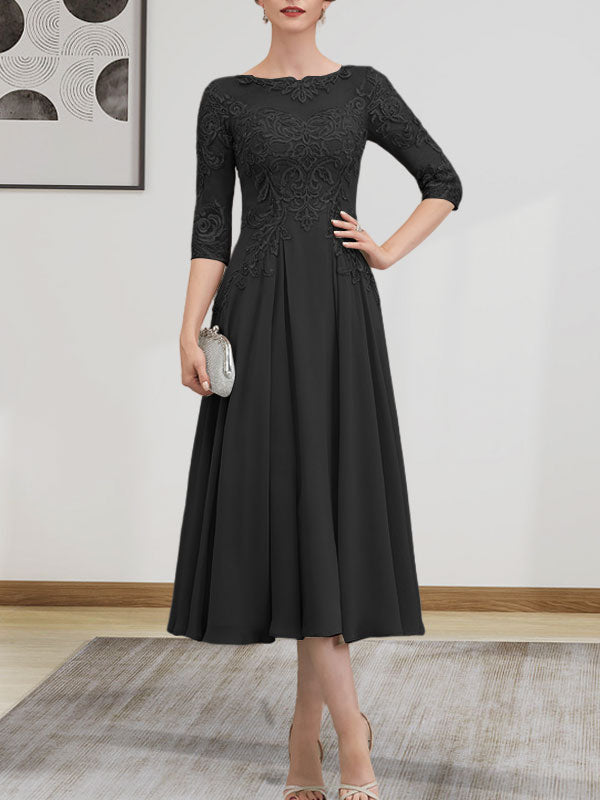 Vestido de gasa con encaje, corte A, ilusión, largo hasta la rodilla, para madre de la novia, con lentejuelas y abalorios