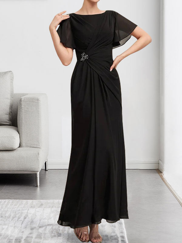 Vestido de gasa con encaje, corte A, ilusión, largo hasta la rodilla, para madre de la novia, con lentejuelas y abalorios