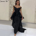 Vestido de noche sexy, sin mangas, asimétrico, negro, con hombros descubiertos y borlas, diseño Dubái, LA60798. 