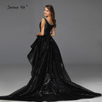 Vestido de noche sexy, sin mangas, asimétrico, negro, con hombros descubiertos y borlas, diseño Dubái, LA60798. 