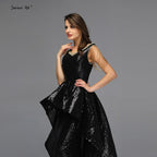 Vestido de noche sexy, sin mangas, asimétrico, negro, con hombros descubiertos y borlas, diseño Dubái, LA60798. 
