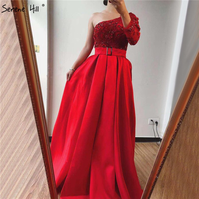 Schwarz Off Schulter Sexy A-linie Abendkleider 2025 Handgemachte Blumen Kristall Satin Formale Kleid LA70038 