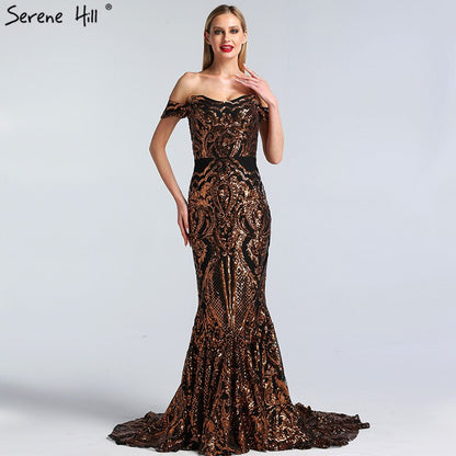 En oferta, sin devolución ni reembolso. Vestidos de fiesta negros sexys africanos con lentejuelas, sin mangas, estilo sirena, 2025. Vestidos de fiesta sexys de lujo LA60935. 