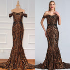 On Sale No Return No Refund Sale Black Sexy  African Sequined Sleeveless Mermaid Prom Dresses 2025 Luxury Sexy Prom Gowns LA60935