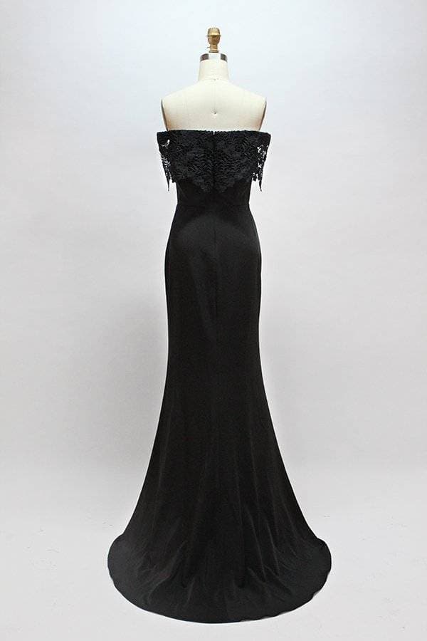 Black Lace Bridesmaid Dress with Slit SCB68