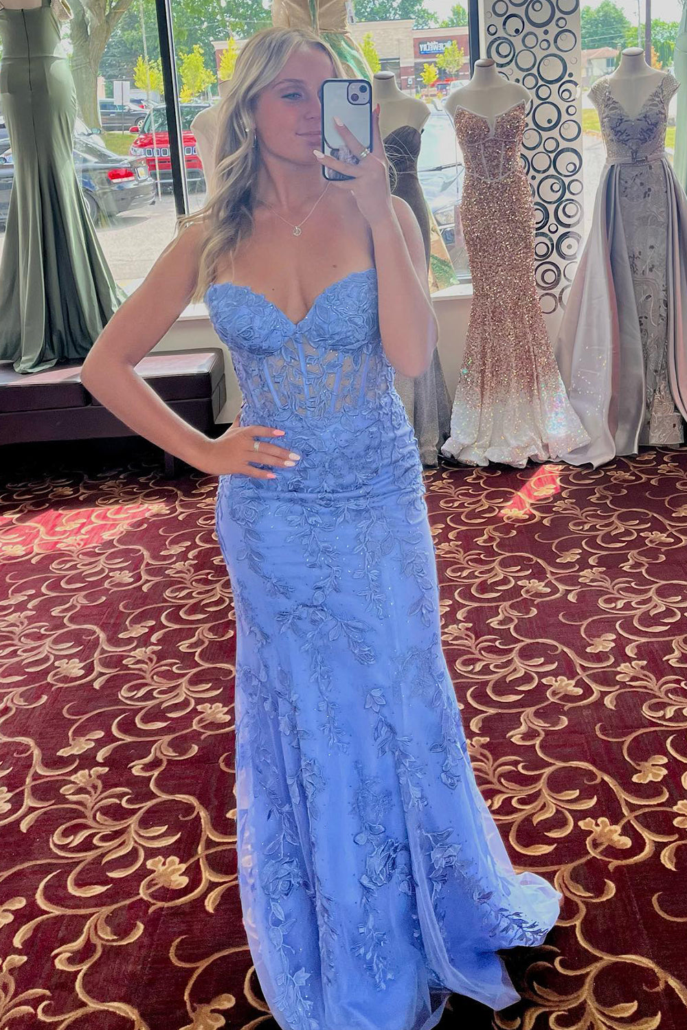 Black Strapless Mermaid Prom Dress With Lace Appliques