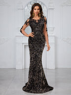Damen-Ballkleid mit kontrastierenden Pailletten und Meerjungfrauen-Saum 