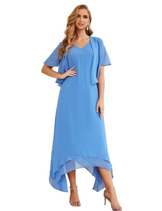 Sunnderly Chiffon Plus Size Mother of Bride Dresses with Jacket Formal Dresses for Wedding SY28073
