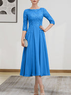 Vestido de gasa con encaje, corte A, ilusión, largo hasta la rodilla, para madre de la novia, con lentejuelas y abalorios
