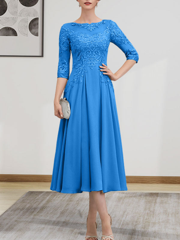 Vestido de gasa con encaje, corte A, ilusión, largo hasta la rodilla, para madre de la novia, con lentejuelas y abalorios