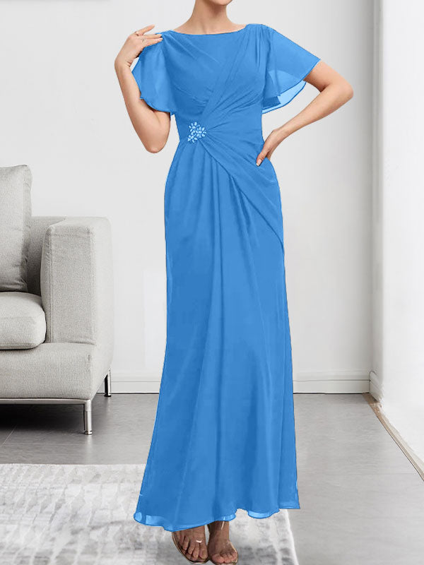 Vestido de gasa con encaje, corte A, ilusión, largo hasta la rodilla, para madre de la novia, con lentejuelas y abalorios