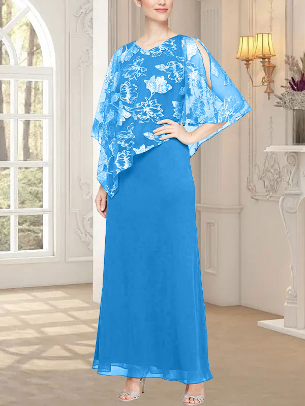 Vestido largo de malla brillante con corpiño asimétrico superpuesto novedoso