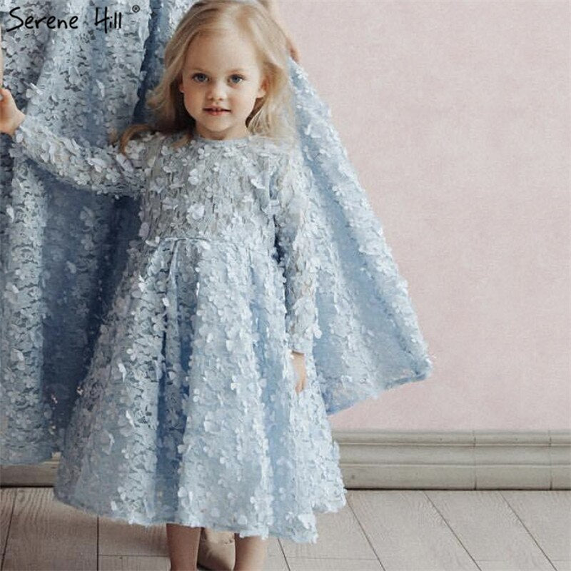 Vestidos de noche con flores azules en oferta 2025, vestidos musulmanes de manga larga hasta los tobillos, vestidos midi, vestidos de noche LA60905 