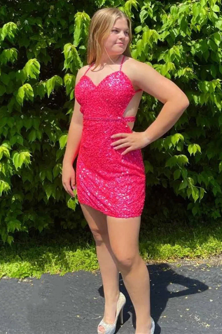 Ärmelloses Pailletten-Abschlusspartykleid SYH55 