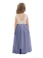 Vestido blanco de tul con encaje y corte en A hasta los tobillos (2003227597)