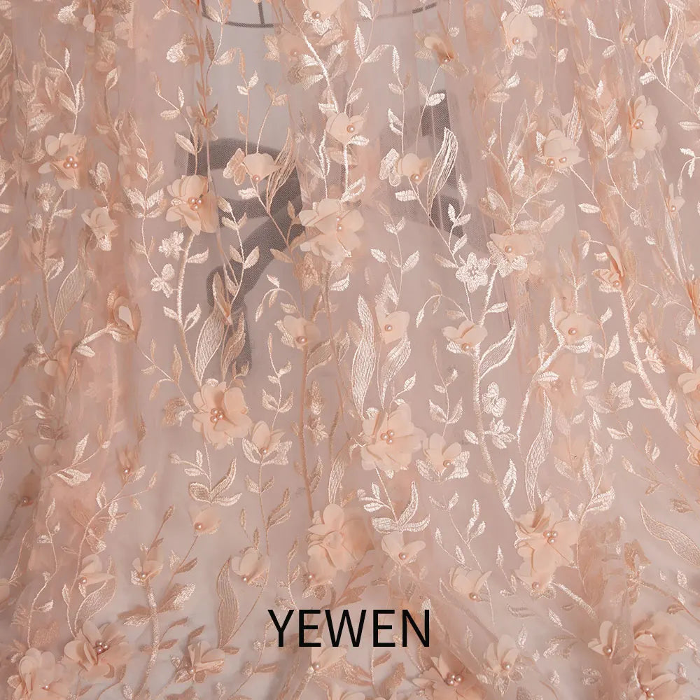 Blush 3D Floral Lace Boho Maternity Dress Sheer Mesh Fairy Outfit for Photoshoot SY240107