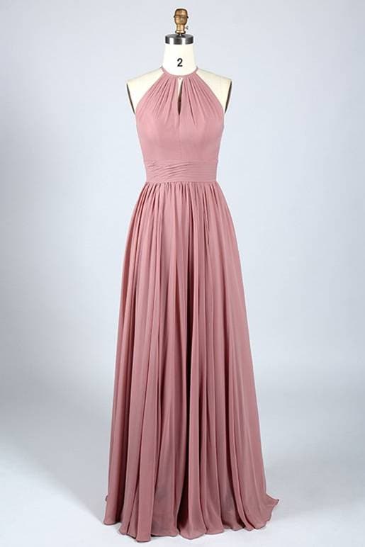 Zartrosa Chiffon-Brautjungfernkleid SCB69