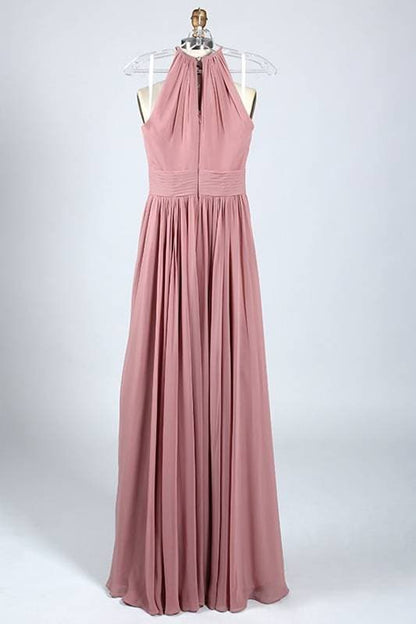 Zartrosa Chiffon-Brautjungfernkleid SCB69