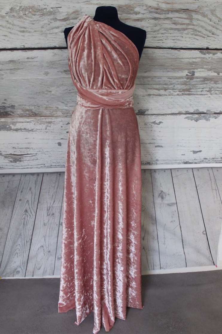 Blush Pink Velvet Bridesmaid Dress SCB71
