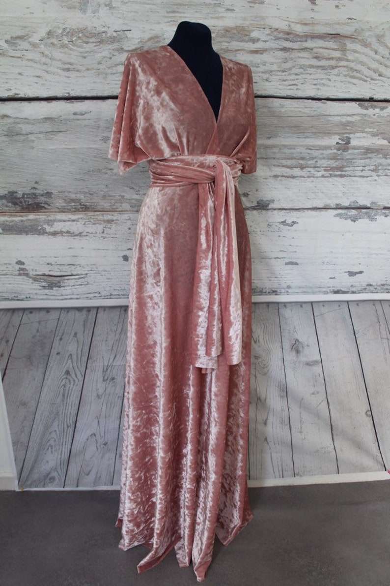 Zartrosa Samt-Brautjungfernkleid SCB71