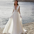 Wedding Dresses A-Line V-Neck Bridal Gowns Long Sleeves Chiffon And Satin Robes For Formal Party 2024 Vestidos De Novia-payinti