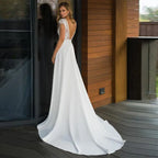 Bohemian Deep V-neck Bridal Dresses 2024 Elegant Lace Sticking Flora Back Chiffon Wedding Gowns De Mariée Customized Robe De-payinti