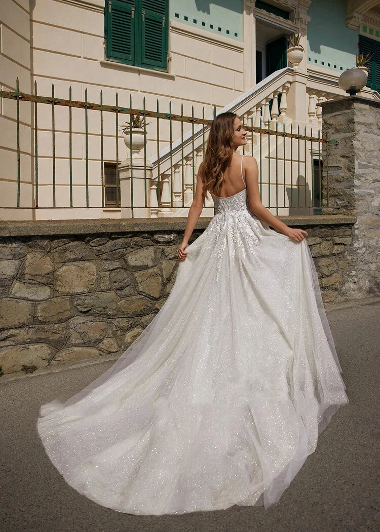 Bohemian Wedding Dresses Women's Sexy Sweetheart Sleeveless A-line Princess Bridal Gowns Lace Applique Side Split свадебное-payinti