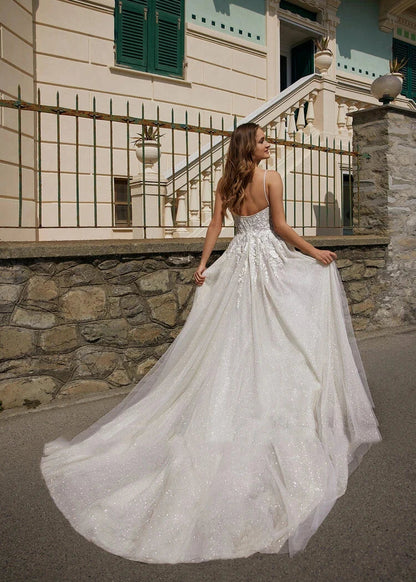 Bohemian Wedding Dresses Women's Sexy Sweetheart Sleeveless A-line Princess Bridal Gowns Lace Applique Side Split свадебное-payinti