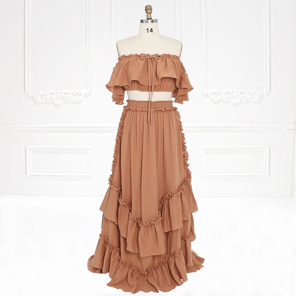 Boho 2 Pieces Set Women Beach Dress Outfit for Photo Shoot Photography Dress SY231101