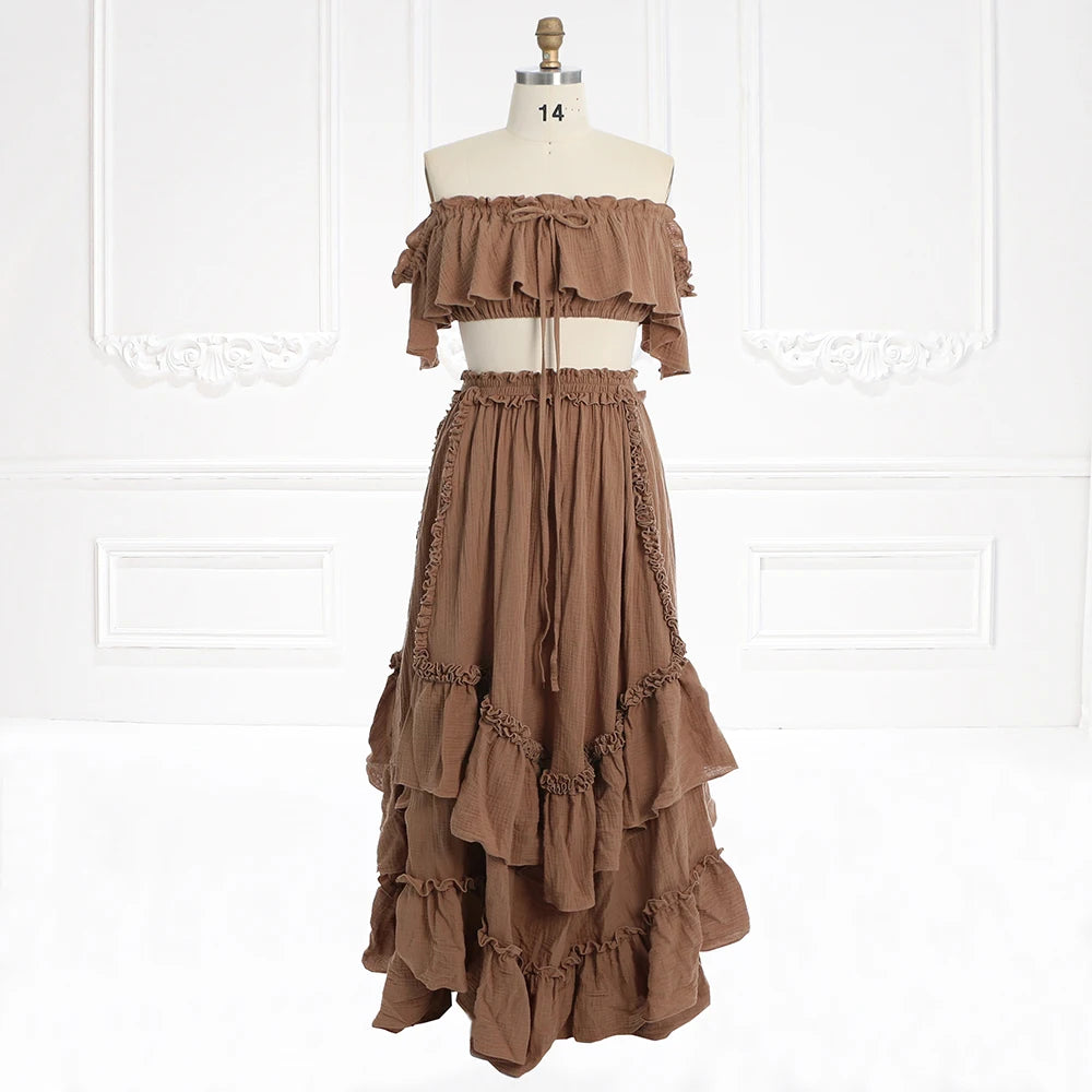Boho 2 Pieces Set Women Beach Dress Outfit for Photo Shoot Photography Dress SY231101