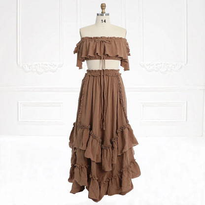 Boho 2 Pieces Set Women Beach Dress Outfit for Photo Shoot Photography Dress SY231101