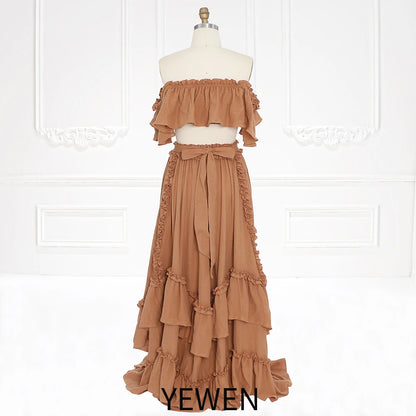 Boho 2 Pieces Set Women Beach Dress Outfit for Photo Shoot Photography Dress SY231101