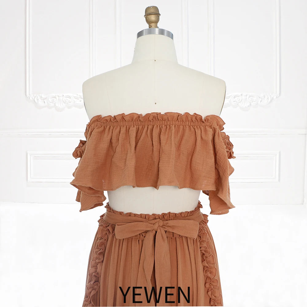 Boho 2 Pieces Set Women Beach Dress Outfit for Photo Shoot Photography Dress SY231101