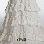 Vestido largo bohemio chic de algodón con volantes en capas, sin mangas, para sesión de fotos de maternidad, vestidos para sesión de fotos de embarazo YEWEN SY240086 