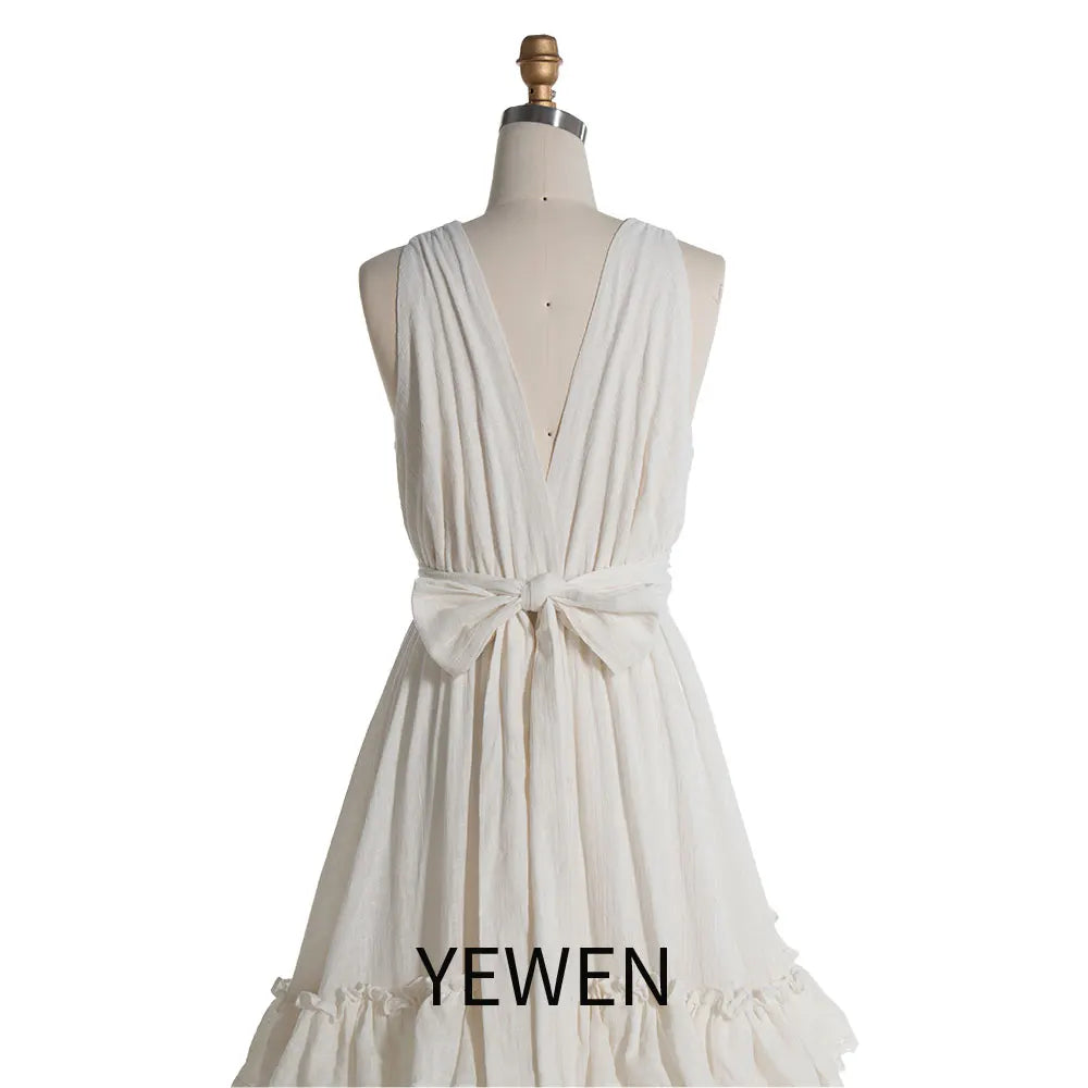 Boho Chic Cotton Layered Ruffles Sleeveless Maxi Dress Maternity Photo Shoot Outfit Pregnancy Shooting Dresses YEWEN SY240086