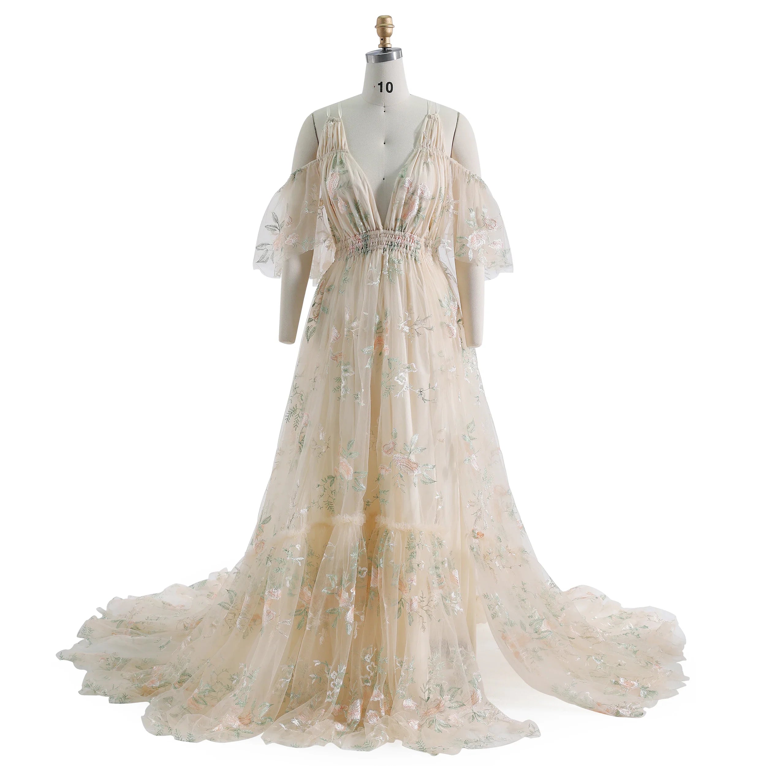 Boho Chic Elegance Embroidery Lace Tulle Maternity Photoshoot Dress Ropa De Maternidad SY231158