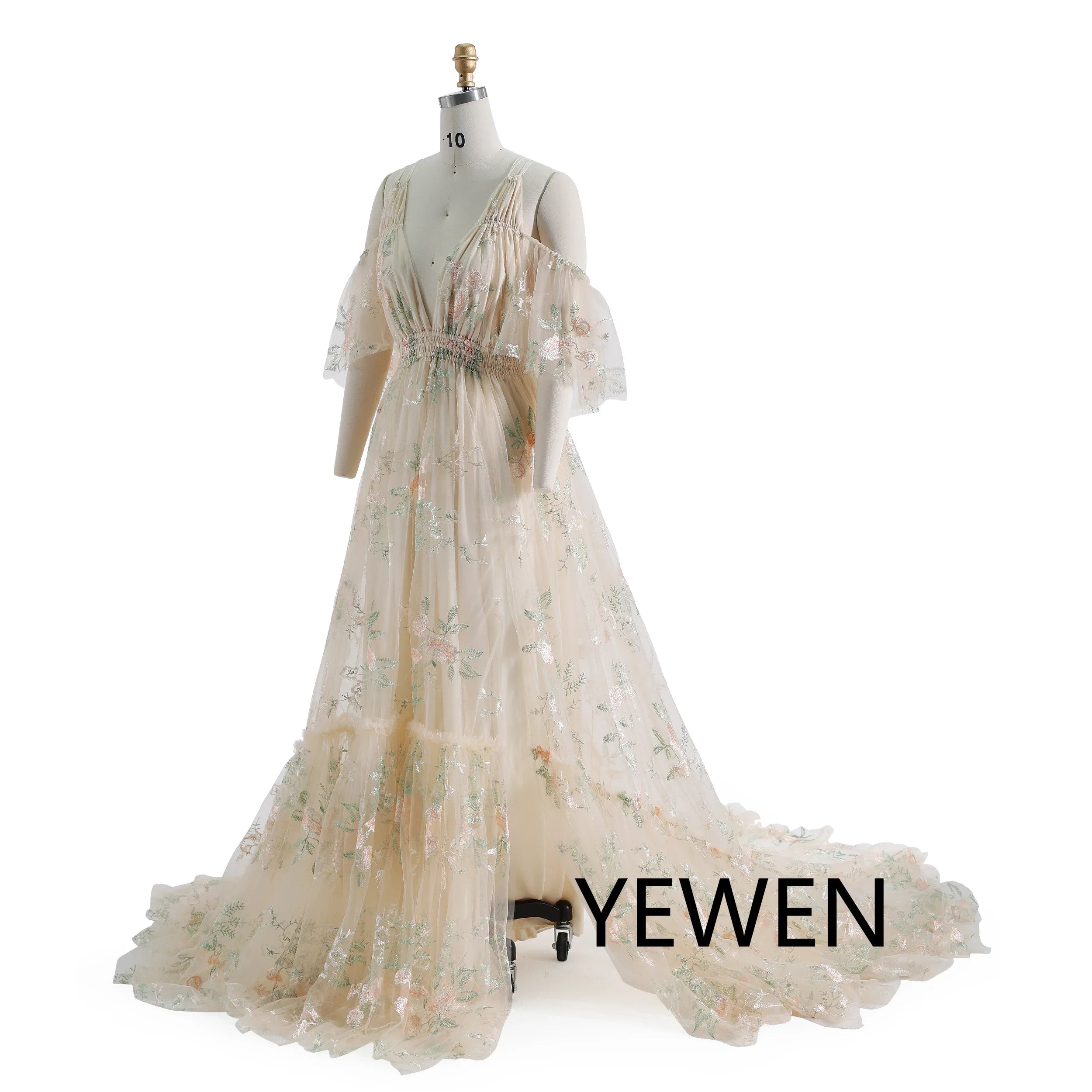 Boho Chic Elegance Embroidery Lace Tulle Maternity Photoshoot Dress Ropa De Maternidad SY231158