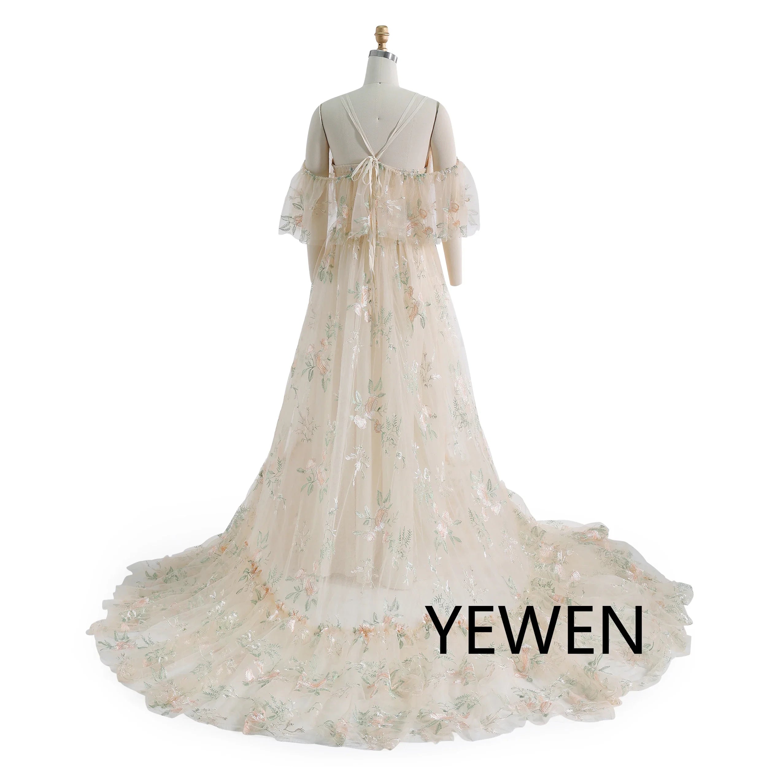 Boho Chic Elegance Embroidery Lace Tulle Maternity Photoshoot Dress Ropa De Maternidad SY231158