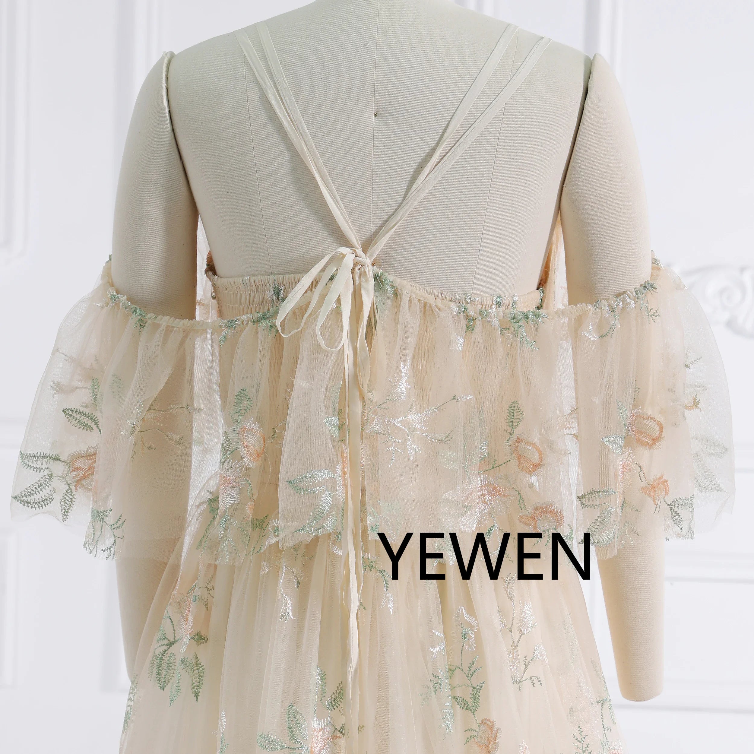 Boho Chic Elegance Embroidery Lace Tulle Maternity Photoshoot Dress Ropa De Maternidad SY231158