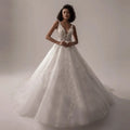 Boho Lace Appliques Wedding Dresses A Line Fuffy Tulle Ball Gowns Sleeveless V Neck Formal Bride Beach Party Vestido De Novia-payinti
