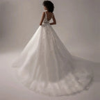 Boho Lace Appliques Wedding Dresses A Line Fuffy Tulle Ball Gowns Sleeveless V Neck Formal Bride Beach Party Vestido De Novia-payinti