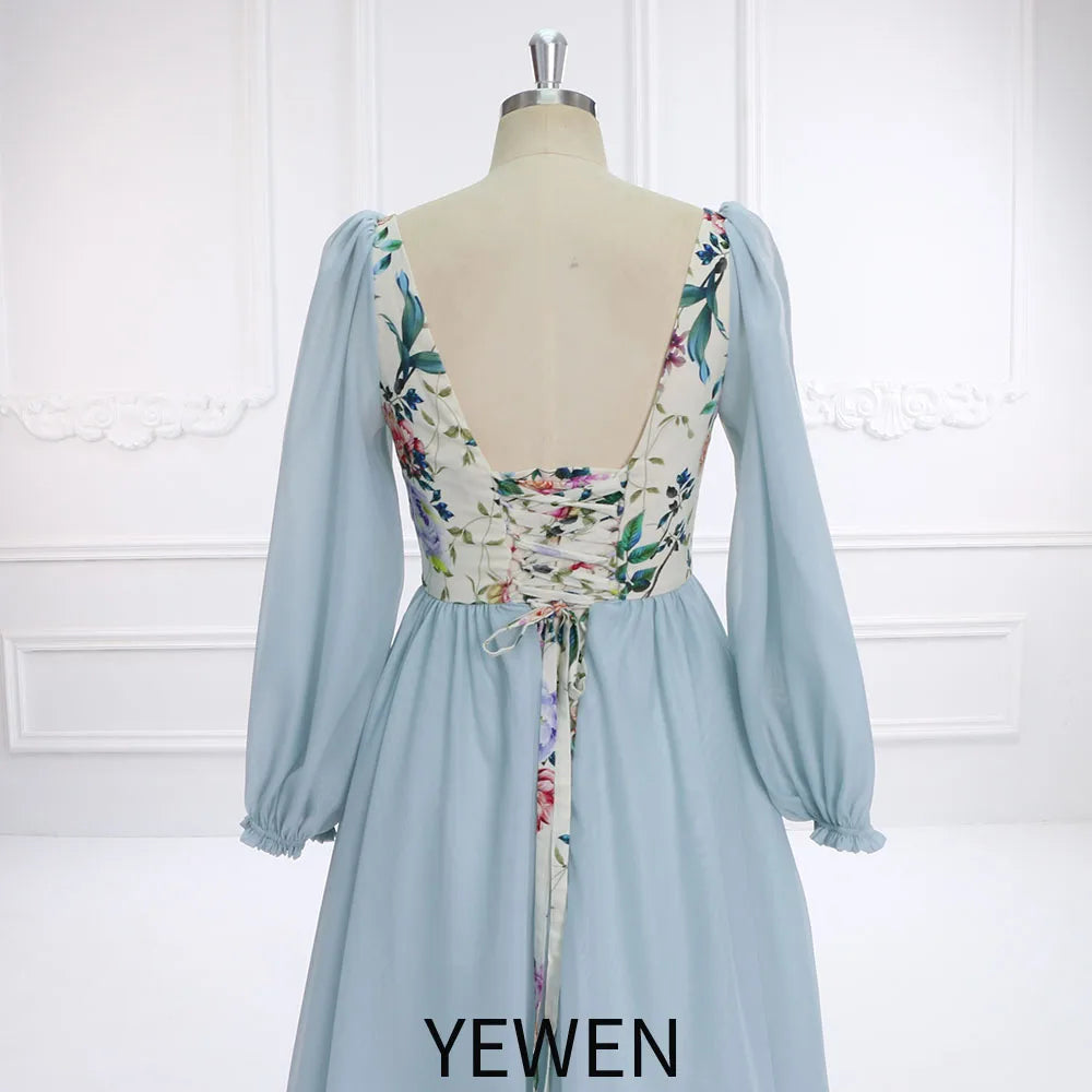 Vestido de maternidad bohemio de algodón con estampado floral y mangas largas para sesión de fotos de embarazo, YEWEN SY231139 