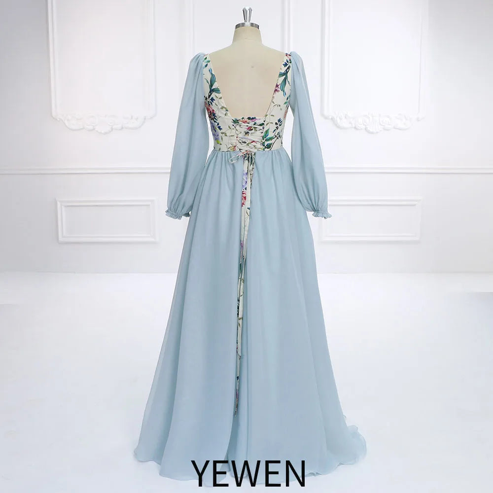 Vestido de maternidad bohemio de algodón con estampado floral y mangas largas para sesión de fotos de embarazo, YEWEN SY231139 