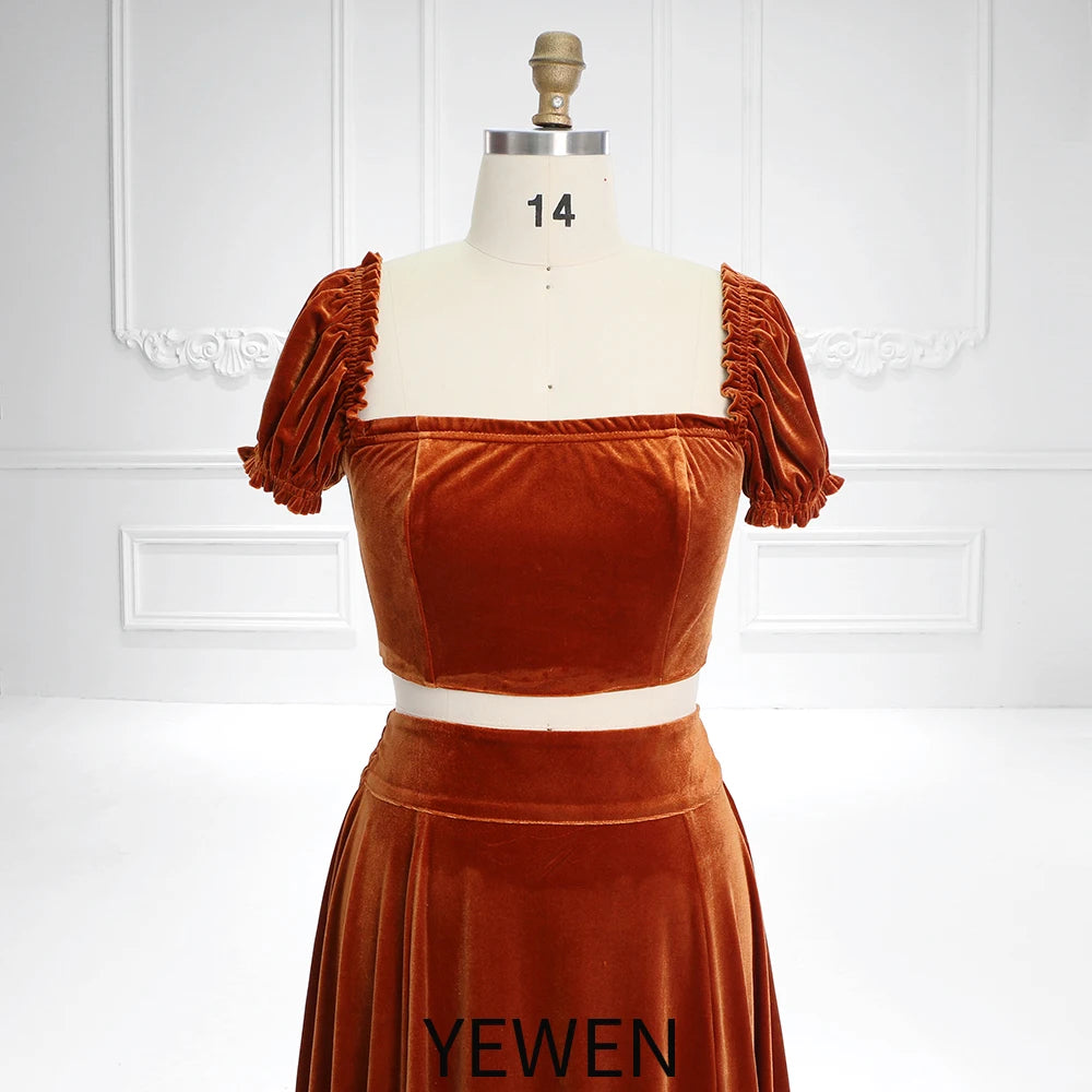 Conjunto de 2 piezas de terciopelo bohemio color óxido, vestido de maternidad para sesión de fotos, vestido para baby shower SY231130 