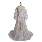 Vestido de maternidad estilo bohemio de tul con encaje y hombros descubiertos para sesión de fotos, Sunnderly SY220225-1 