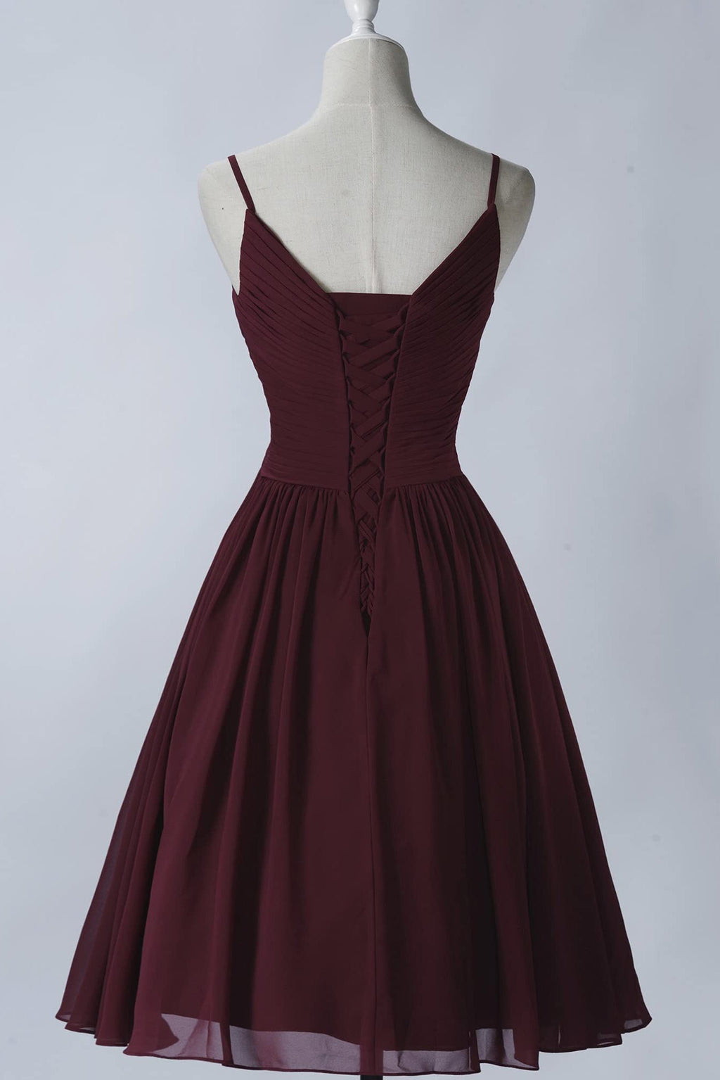 Vestidos de fiesta cortos de gasa con tirantes finos, sin mangas y corte en A, con bolsillos 