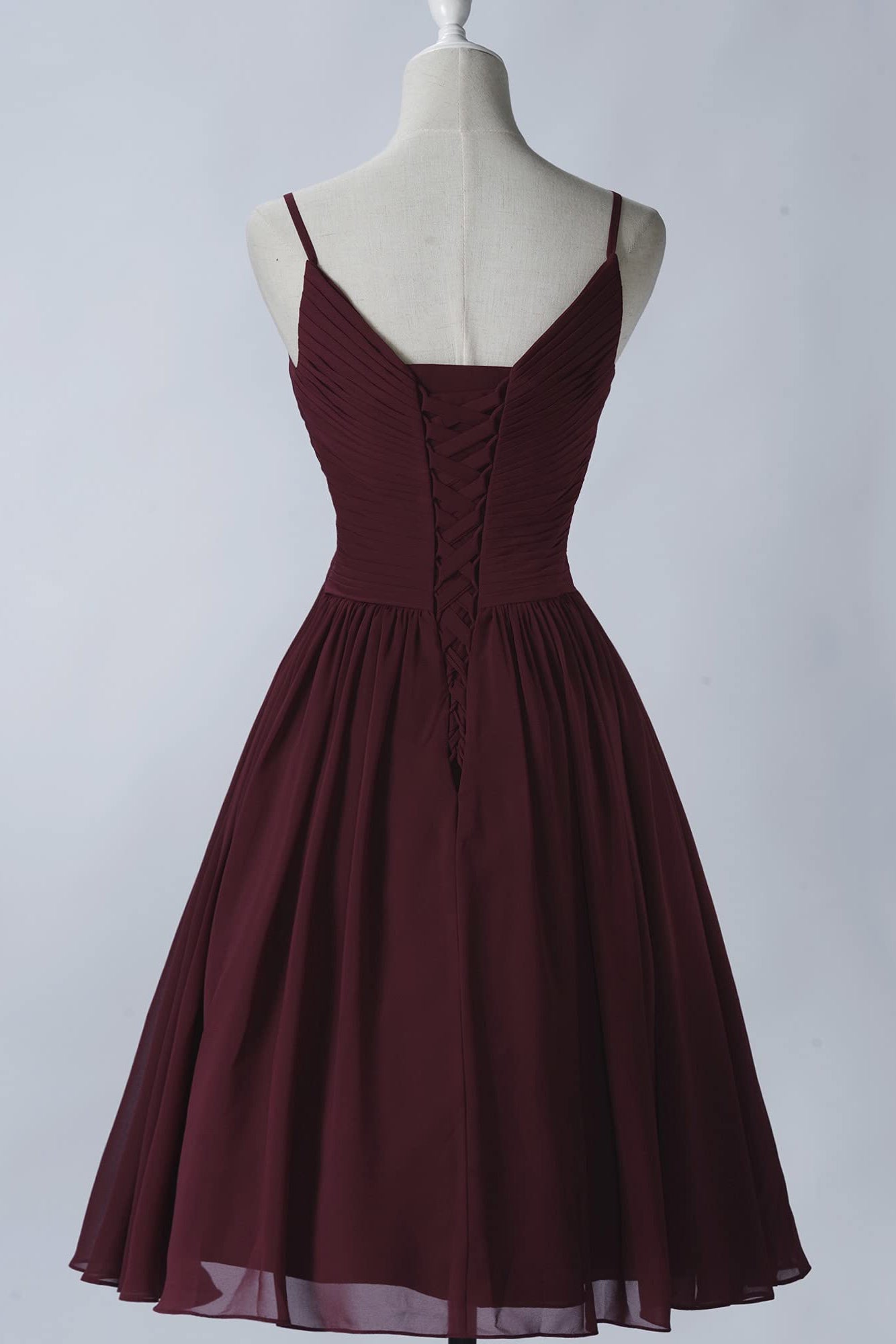 Vestidos de fiesta cortos de gasa con tirantes finos, sin mangas y corte en A, con bolsillos 