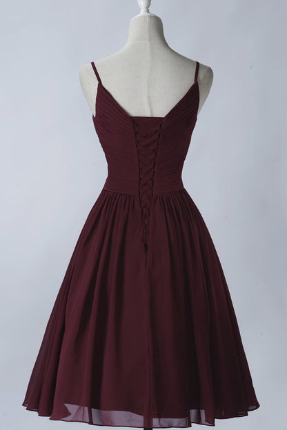 Vestidos de fiesta cortos de gasa con tirantes finos, sin mangas y corte en A, con bolsillos 