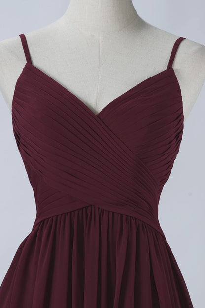Vestidos de fiesta cortos de gasa con tirantes finos, sin mangas y corte en A, con bolsillos 